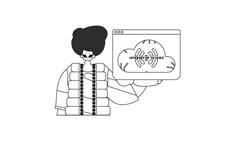 A Guy displaying an IOT logo, in a vector linear style 29272273 Vector ...