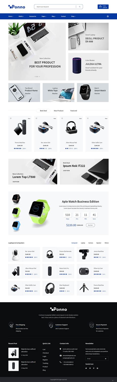 Ponno - Electronics Store HTML Template | Html website templates ...