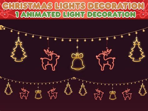 Stream Overlay Animated Christmas Lights Deer and Bells Twitch Stream OBS Overlay Decoration ...