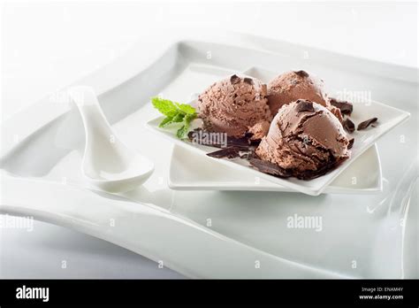 Chocolate ice cream on a white background Stock Photo - Alamy