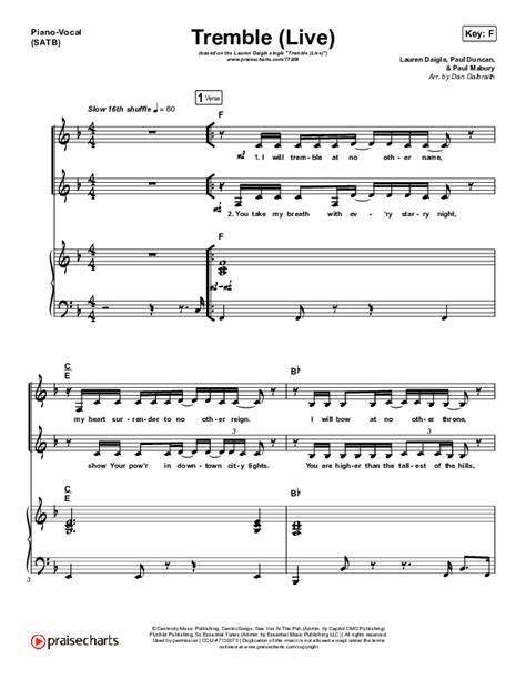 Tremble (Live) Sheet Music PDF (Lauren Daigle) - PraiseCharts