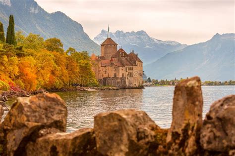 Montreux, Switzerland Castle and Mountains Editorial Photography ...