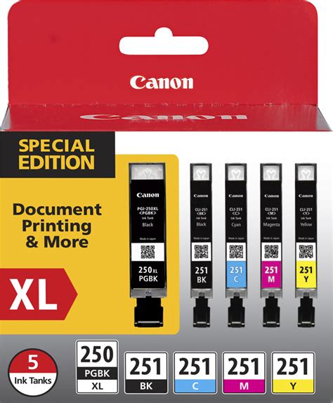 Customer Reviews: Canon 250 XL/CLI-251 5-Pack Special Edition Ink Cartridges Black/Cyan/Magenta ...