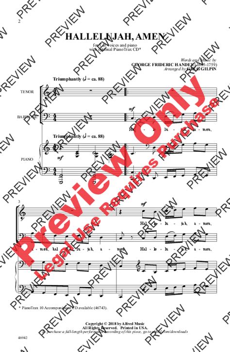 Hallelujah Amen Sheet Music by G F Handel (SKU: 46942) - Stanton's Sheet Music