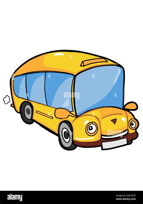 cartoon ,cute school bus, illustration Stock Photo - Alamy