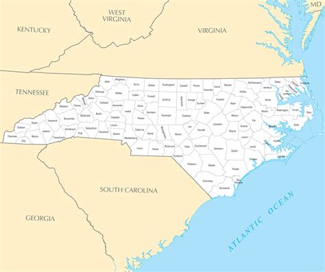 Printable North Carolina County Map You Can Locate Any City On This Map.