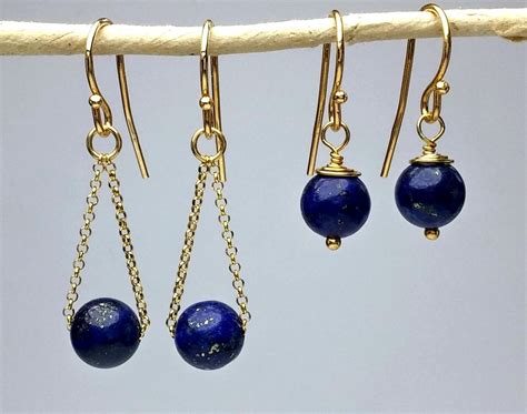 Lapis lazuli earrings Gold dangle earrings Drop earrings | Etsy