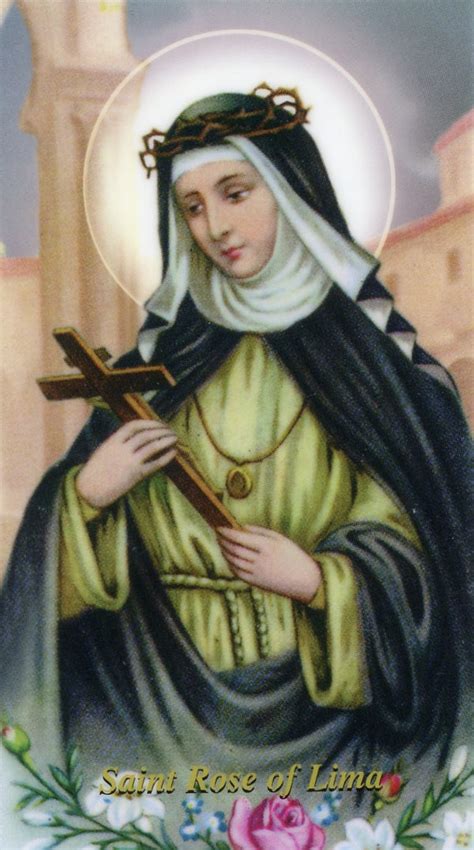 ST. ROSE OF LIMA- LAMINATED HOLY CARDS- QUANTITY 25 CARDS - Catholic Pictures