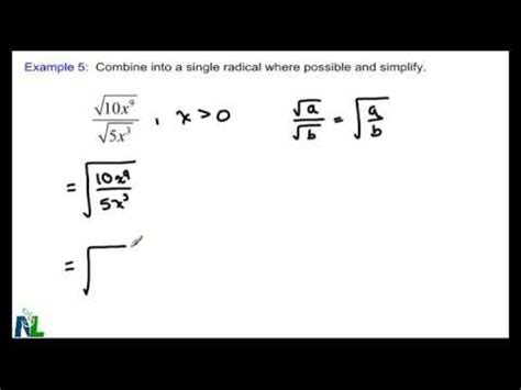 Dividing Radicals with Variables and Restrictions - YouTube