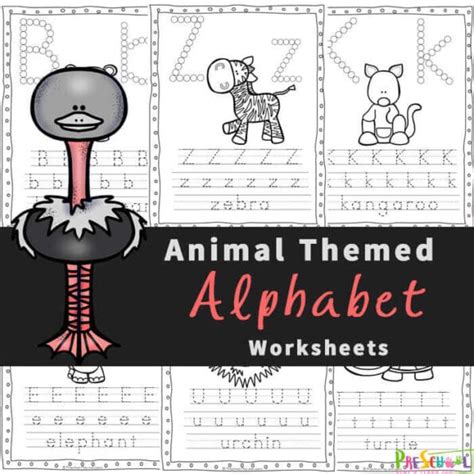 🦓 FREE Animal Alphabet Worksheets for Preschoolers