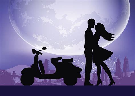 Lovers Silhouette Kissing at Moonlight 5912817 Vector Art at Vecteezy