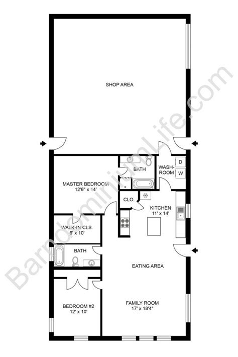 11+ Favorite 2 Bedroom Barndominium Floor Plans | Barndominium floor plans, Pole barn house ...