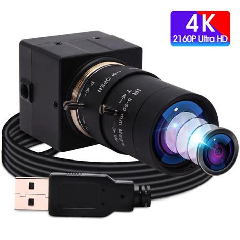 ELP 4K UHD USB Camera with Zoom 5-50mm 10X Optical Zoom Lens USB Webcam ...