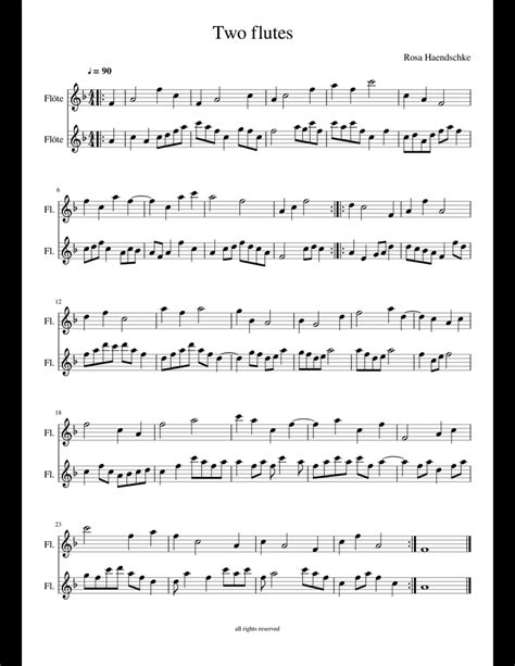 Two flutes sheet music for Flute download free in PDF or MIDI