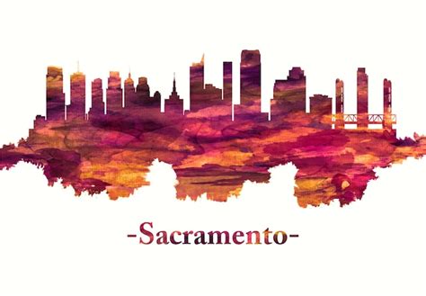 Premium Photo | Sacramento California skyline in red