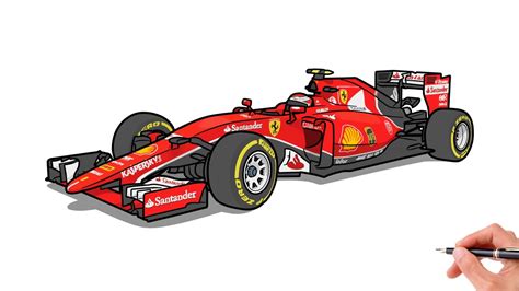 How to draw a FERRARI F1 2015 / drawing ferrari formula 1 sf15-t sports ...