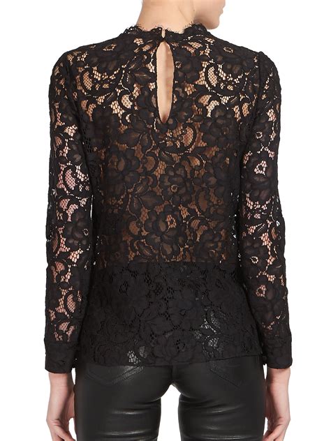 Lyst - Saint Laurent Floral Lace Top in Black