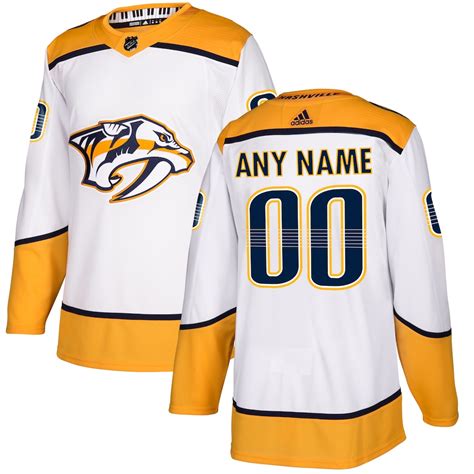 adidas Nashville Predators White Away Authentic Custom Jersey