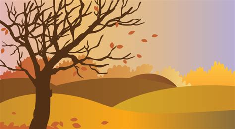 Autumn scenery drawing illustration with falling leaves Vectors graphic art designs in editable ...