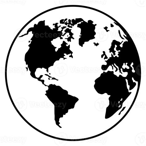 World Map on Globe Silhouette for Icon, Symbol, App, Website, Pictogram, Logo Type, Art ...