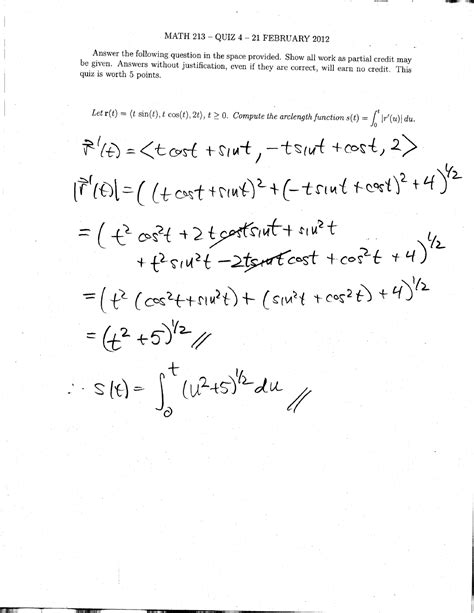 Quiz 4 Questions and Solutions - MATH 213 QTJIZ 4 2l FBBRUARY 2012 Answer the following question ...