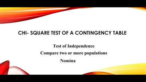 Chi square test of a contingency table - YouTube