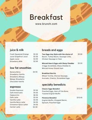 Modern Continental Breakfast Menu - Templates by Canva