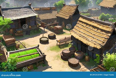 Anime Concept Background Countryside 3D Environment Stock Illustration ...