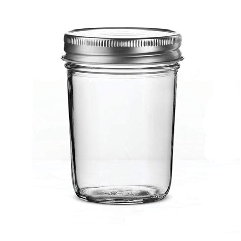 8 Ounce Glass Regular Mouth Mason Jars with Silver Metal Airtight Lids for Food Storage, High ...