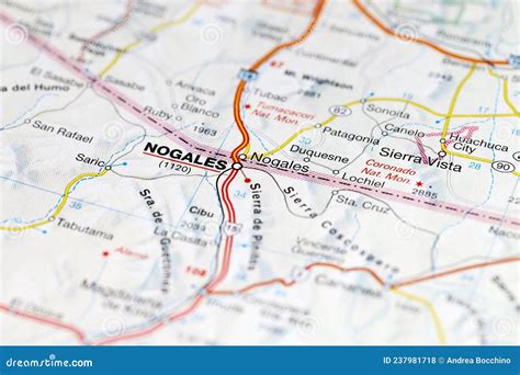 Nogales City Road Map Area. Closeup Macro View Editorial Stock Photo ...