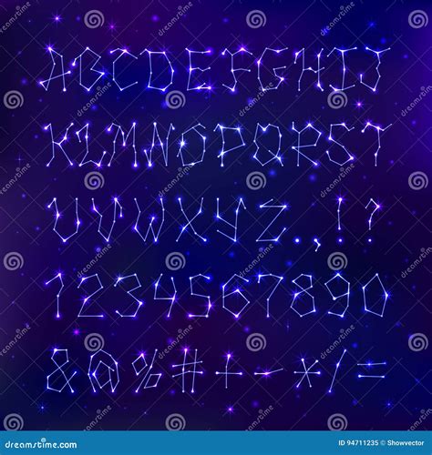 Font Space Constellation Alphabet Typeface Script Star Geometry Design ...