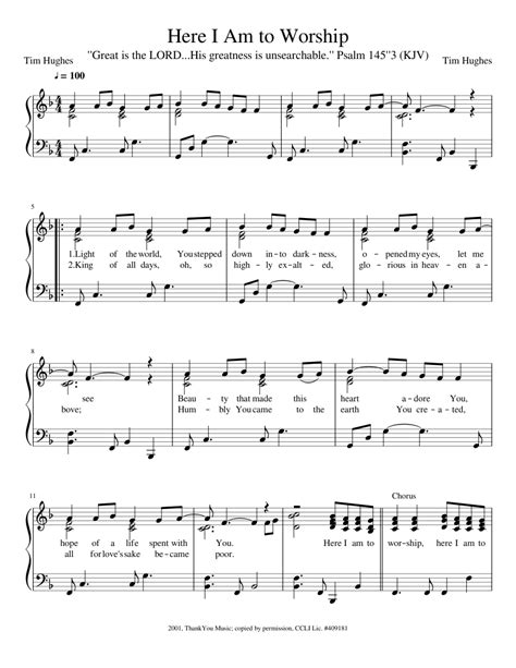 Here I Am to Worship Sheet music for Piano (Solo) Easy | Musescore.com