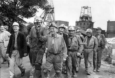 The last shift of miners preparing to go down Boldon Colliery bringing to a close 116 years of ...