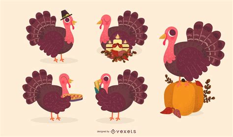 Thanksgiving Turkey Vector Set Vector Download