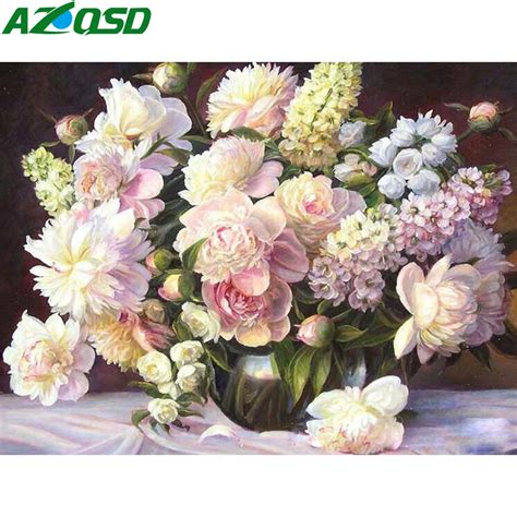 AZQSD Coloring By Numbers Flower Paint By Number Canvas Painting Kits ...