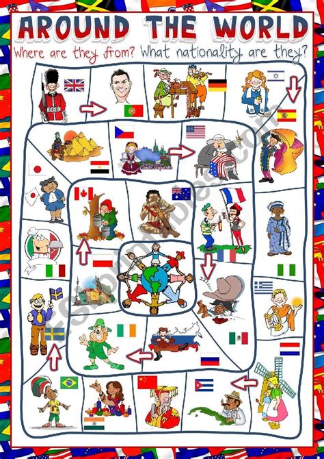 Around the world - board game - ESL worksheet by mada_1