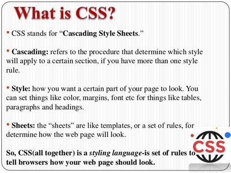 Cascading style sheets (CSS)