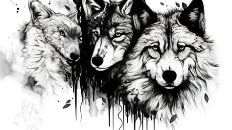 Black Wolf And White Drawing Backgrounds | JPG Free Download - Pikbest