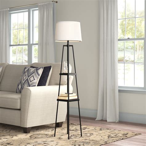 Latitude Run® 58" Modern Metal Etagere Floor Lamp with Shelves and ...