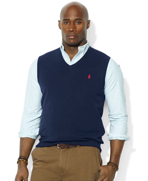 Lyst - Polo Ralph Lauren V-Neck Merino Wool Sweater Vest in Blue for Men