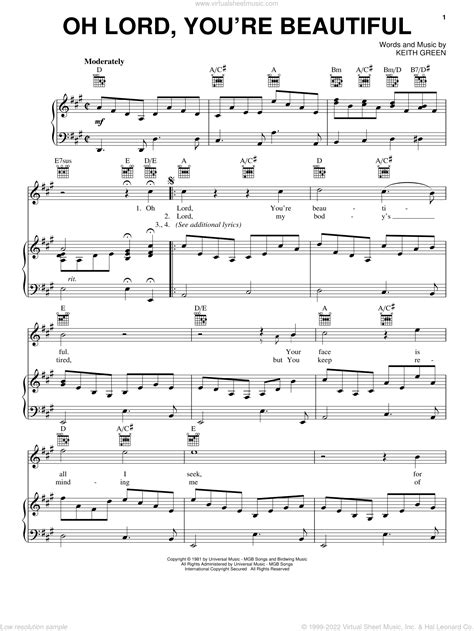 Oh Lord, You're Beautiful sheet music for voice, piano or guitar