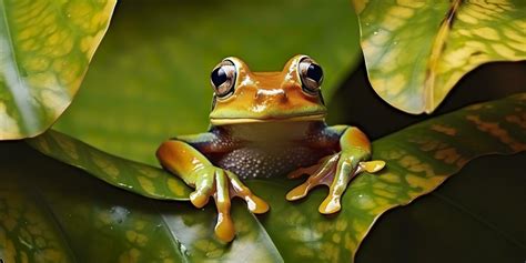 Dumpy Frog On Leaves, Frog, Amphibian, Reptile. Generative AI 29280019 ...