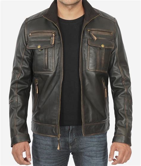 Men's Distressed Brown Leather Jacket | Motorcycle Style