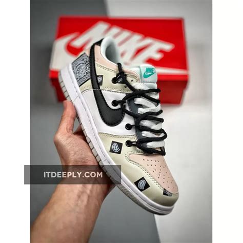 Custom Nike Dunk Low Retro Beige White Black / beige nike dunks - iTdeeply