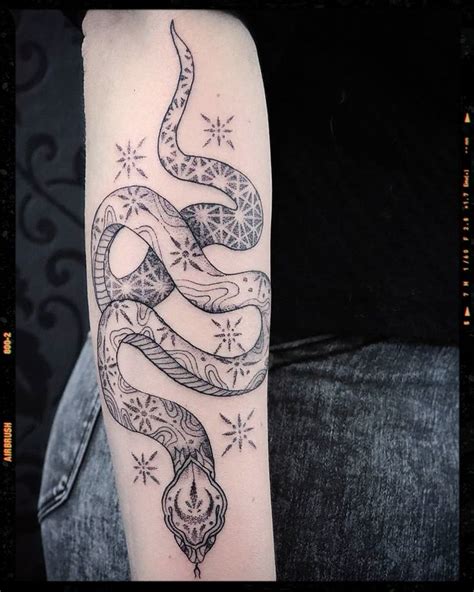 Black and White Snake Tattoo