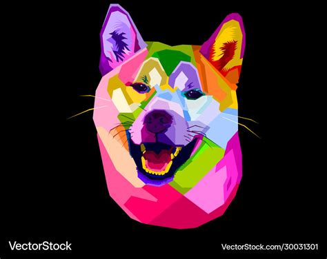 Colorful shiba inu dog on pop art style Royalty Free Vector