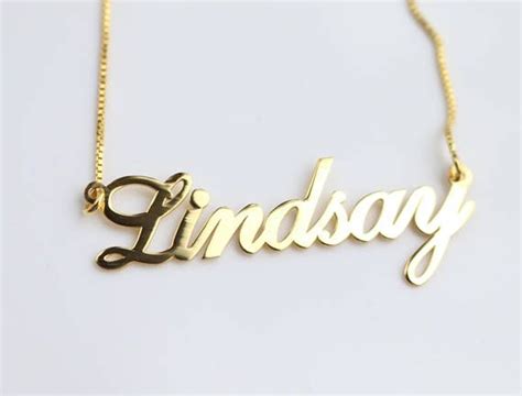 Cursive Gold Plated Name Necklace, Lindsay Style, personalized custom made handmade jewelry ...