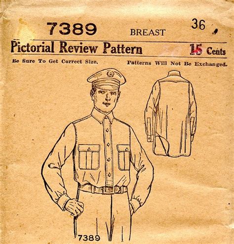 Unsung Sewing Patterns: Pictorial Review 7389 - U.S. Army Shirt