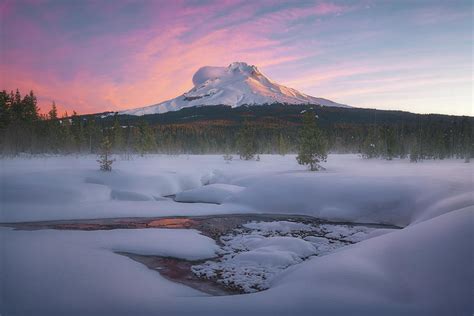 Mt. Hood Winter Sunrise Photograph by Steve Schwindt