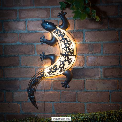 Garden Solar Light Gecko Wall ART Garden Light NEW | eBay